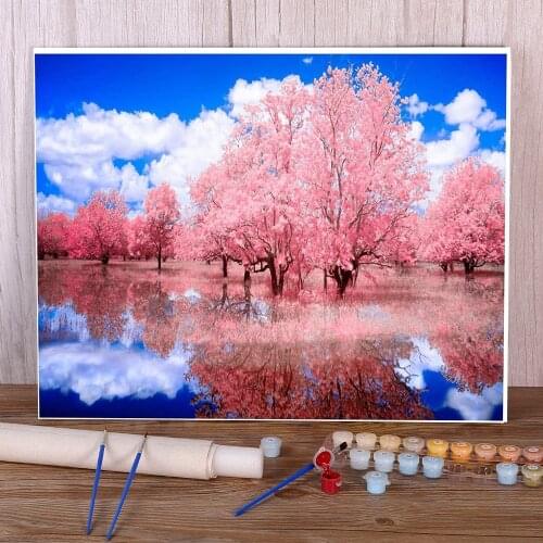 Nature Coloring By Numbers Painting Package Acrylic Paints 40*50 Canvas Painting Home Decoration For Kids Wholesale Art