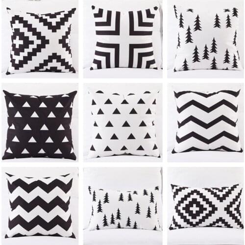 Drop Ship White Black Geometric Chevron Cushion Cover Home Decor Velvet Pillow Cover For Sofa 45*45cm Decorative Pillows Case