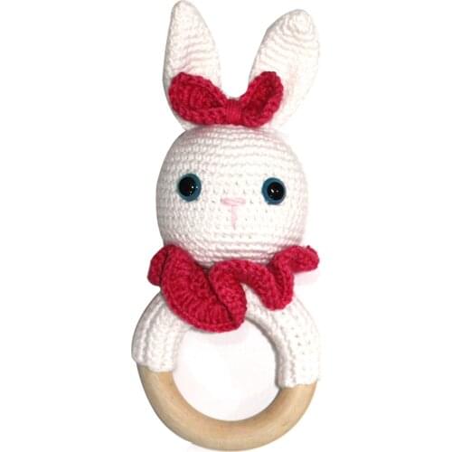 Fuchsia Cape White Rabbit Amigurumi Rattle