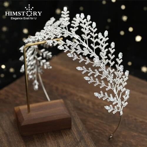 HIMSTORY Luxury Baroque Crystal Leaves Hair Vine Headbands Bridal Head Ornaments Rhinestone Diadem Tiaras Wedding Hair Accessory