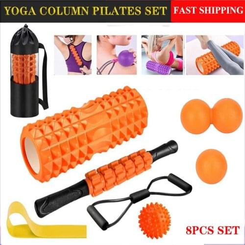 33X14cm Gym Home Yoga Column Cushion For Back Neck Fitness Pilates Foam Roller Muscle Massage Stick Relief Fascia Ball 6PCS Set