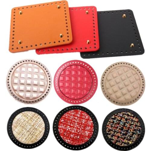 PU Bag Bottom 3Styles DIY Handmade Bag Accessorie With Holes Rivet For Knitting Handbag Women Shoulder Crossbody Chain Bag Parts
