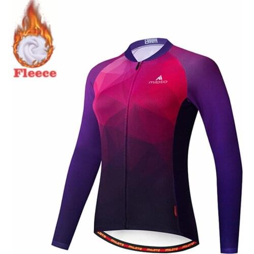 MILOTO Winter Cycling Jersey Thermal Fleece Bike Clothes Shirts Maillot De Ciclismo Long Sleeve MTB Bike Clothes Woman mujer