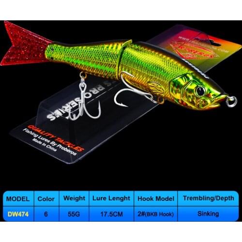 1PC 2 Sections Swimming Fishing Lures 17.5cm 55g Artificial Wobbler Bass Baits 2# Hooks Sinking Swimming Fishing Tackle