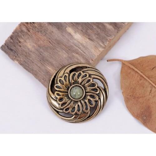 10PC 28MM Tribal FLOWER WHIRLWIND BEIGE TURQUOISE BRASS LEATHERCRAFT WALLET CONCHOS