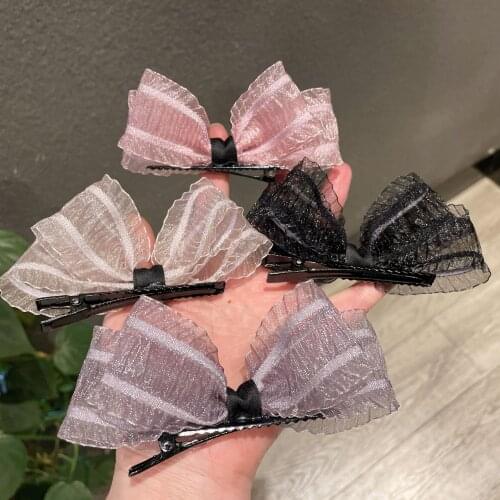 2PCS/Set Temperament Organza Barrette Bow Hairpin For Woman Girls Sweet Hair Clip Ornament Hairgrip Headwear Hair Accessoreis