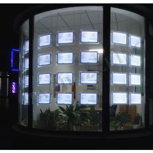 20PCS A4 Single Sided Landscape Acrylic Frame LED Window Display Panel Light Box For Real Estate Agent,Shop Front Signage