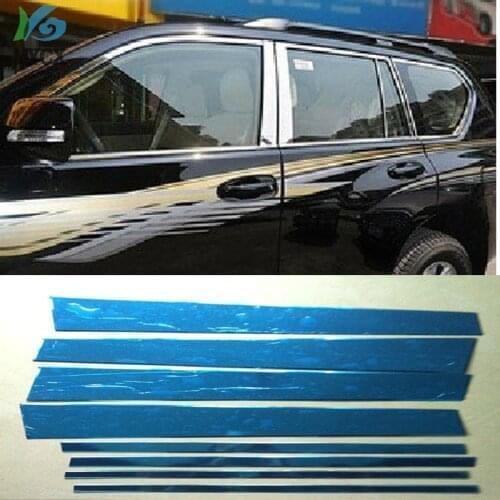 2003 For Toyota Land Cruiser Prado FJ120 FJ 120 Chrome Stainless Window Sill Pillar Cover Trim 8pcs 2003 -2006 2007 2008 2009