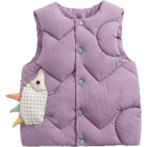 2021 New Toddler Baby Boys Vest Autumn Winter Warm Cartoon Hedgehog Waistcoats For Kids Children Jacket Birthday Present