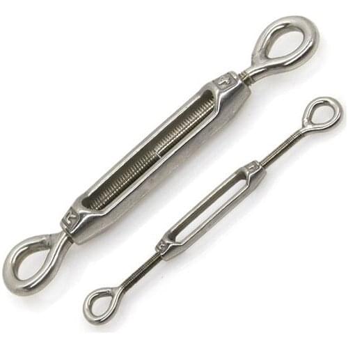 304 Stainless Steel European Style M4/5/6/8/10/12/16/20 Eye to Eye Turnbuckles Adjustable Wire Rope Tensioners OO TYPE