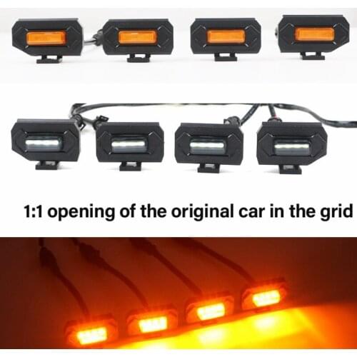 4pc Set Front Bumper Hood Grille LED Amber White Lights For Toyota Tacoma 2020 2021 LED Lights For Front Bumper Grille Car Parts