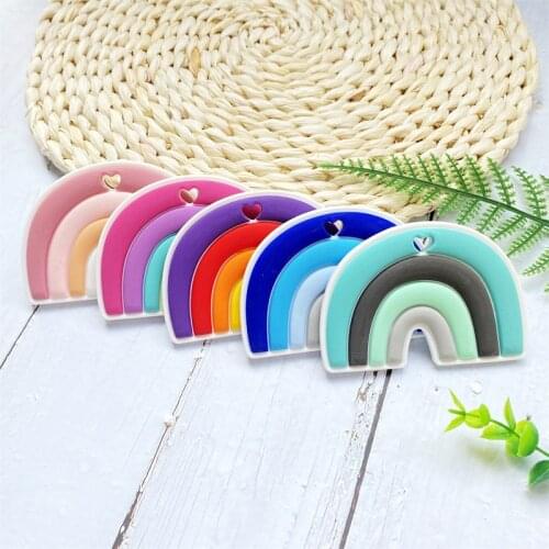 5/10pcsBPA Free Silicone Teethers Rainbow Cartoon Shape Tiny Rod Food Grade Silicone Baby Teethers Teething Toy