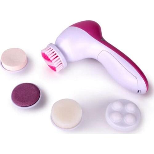 5 In1 Portable Massager Wash Face Cleanser Face Deep Pore Cleaning Blackhead Remover Brush Instrument With 5 Brush Face Care