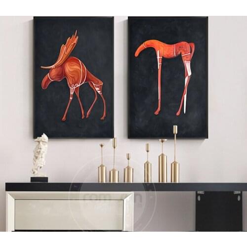 Abstract Strange Animal Canvas Painting Fashion Orange Wall Art Picture Deco Modern Nordic Poster for Living Room Artistic Print