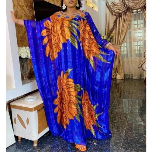 African Dress Dashiki Womens Robes Fashion Quality Pearl Chiffon Hot Drilling Gowns Evening Party Club Maxi Long Dress 2 Piece