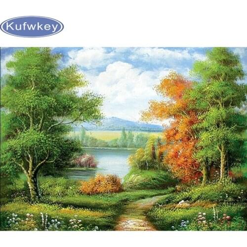 3d nature Diamond embroidery full drill Diamond painting waterfall forest 5d diy diamond painting Cross Stitch Rhinestone mosaic