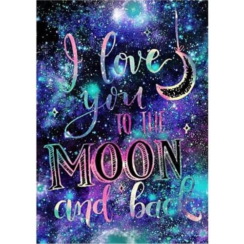 5DDiy Diamond embroidery Mosaic I Love You To The Moon Full Square round Diamond Painting Cross Stitch Crystal Home DecorZP-3075