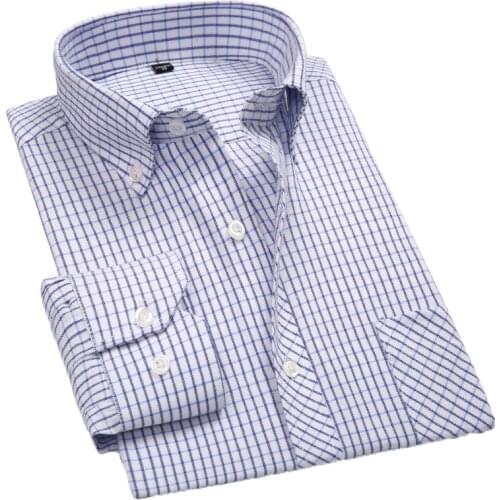 Aoliwen brand 2020 spring striped solid color mens shirt long-sleeved casual slim stripes lattice clothing youth business shirt