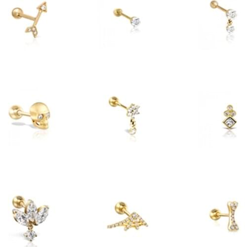 Canner 925 Sterling Silver Earrings For Women Single Pendientes Piercing Thread Stud Earrings kolczyki Pearl Colored Zircon