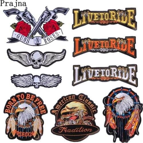 Skull Biker Patch Large Punk Embroidered Patches On Clothes Back Embroidery Patches For Clothes Iron On Patches For Jackets