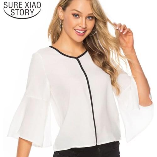 Blusas mujer de moda 2021 white blouse women plus size tops chiffon women blouse shirts womens tops and blouses harajuku 3862 50