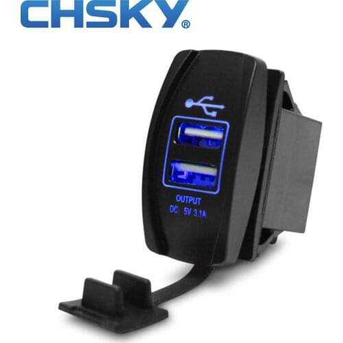 CHSKY 2016 New Arrive Motorcycle Car Boat Dual USB Power Waterproof Charger Carling Arb Rocker Switch Blue Led