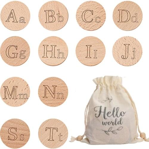 Montessori Wooden Letters chips toys Double Sided letter animal Educational toy for girl boy Early Learning Intelligence Develop