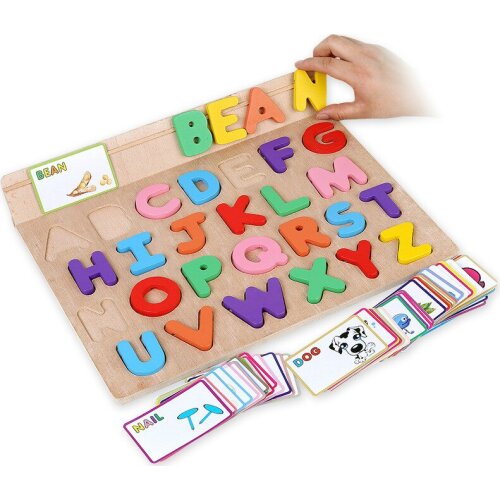 Children Alphabet Toy Alphanumeric Spelling Game Card English Words Flat Puzzle Education Literacy Fun Early Education Toys