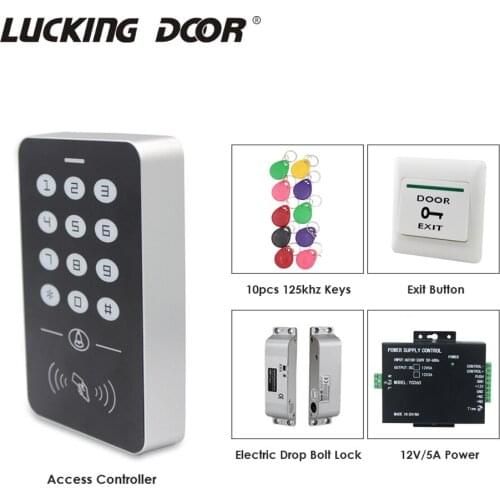 Single Door Access Control System Kit RFID Reader Keypad Access Controller Kit 180KG Electronic Lock Power Supply Smart Key