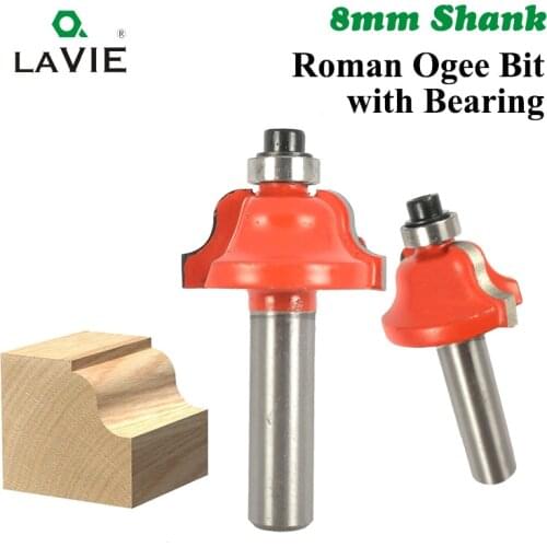 LA VIE 1pc 8mm Shank Roman Ogee Bit with Bearing Double Edging Router Bit Milling Cutter for Wood Woodworking Tool MC02024