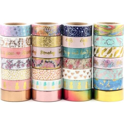 G01-G71 Foil Washi Tape Scrapbooking Masking Adhesive Tapes Paper Japanese Kawaii Stationery Stickers School Supplies