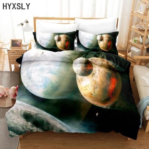 Galaxy Planet Printed Duvet Cover Microfiber Bedding Set Teens Boy Kids Quilt With Pillowcase Queen King Size 2/3pcs Bedclothes
