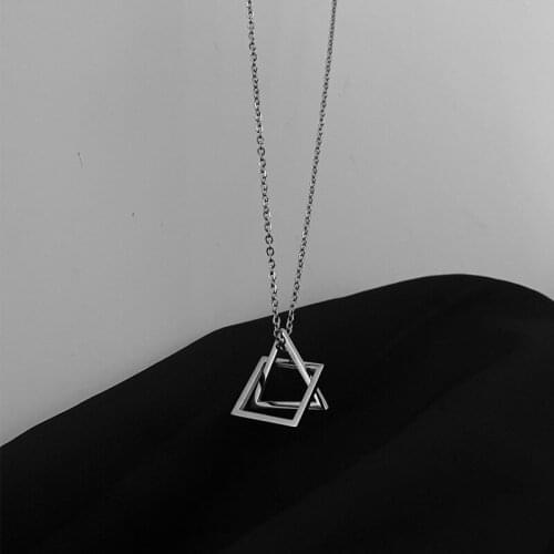 Geometric triangle titanium steel hiphop hip hop necklace mens bungee simple pendant female accessory