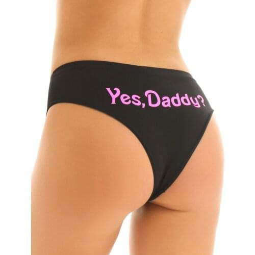 IEFiEL Womens Underwear Sexy Panties Lingerie Romantic Nightwear Yes Daddy Panty Thong Letter Print Naughty Briefs Underpants