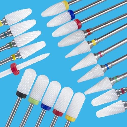 Ceramic Electric Nail Drill Bits Milling Cutter Nail Files Manicure Cuticle Clean Burr Nail Drill Bit For Pedicure Nail Art Tool