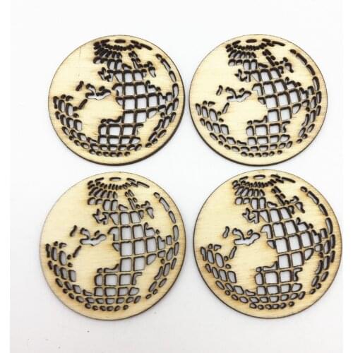 20pcs 40mm Round Globe Wooden Shape DIY Crafts Chips Wedding Decorations Cardmaking Embellishments Scrapbooking