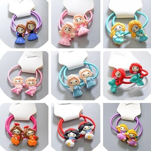 Cute Cartoon Hair Pins Childrens Disney Elsa Princess Girl Hair Rubber Band Frozen Anna Small Holster Hair Accessories For Girls