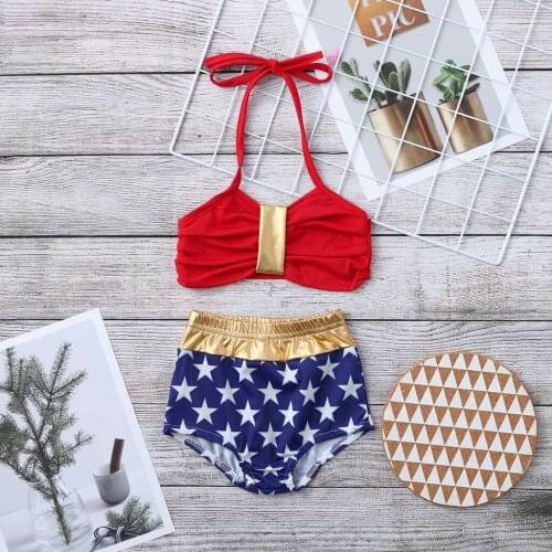 Fashion 2PCS Summer Girl Swimsuits 1Y-6Y Toddler Kid Baby Girl Stars Swimsuit Swimwear Bikini Bathing Suit AU