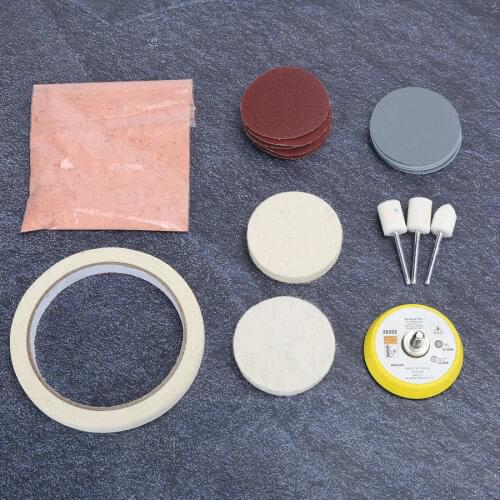 20pcs/set Watch Glass Polishing Kit Glass Cleaning Scratch/Burr/Rust/Dust Removal Polishing Pad & Wheel & Sanding Paper&Powder