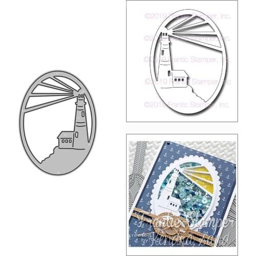 2021 New Lighthouse Oval Frame Metal Cutting Dies for DIY Scrapbooking Decor and Card Making Paper Craft Embossing No Stamps