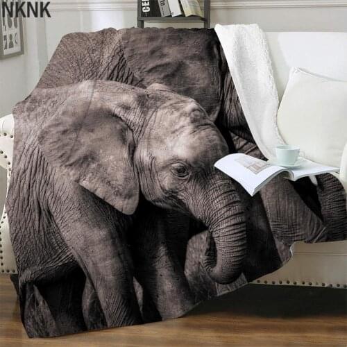 NKNK Elephant Blanket Animal 3D Print Love Blankets For Beds Home Plush Throw Blanket Sherpa Blanket Animal Vintage Rectangle