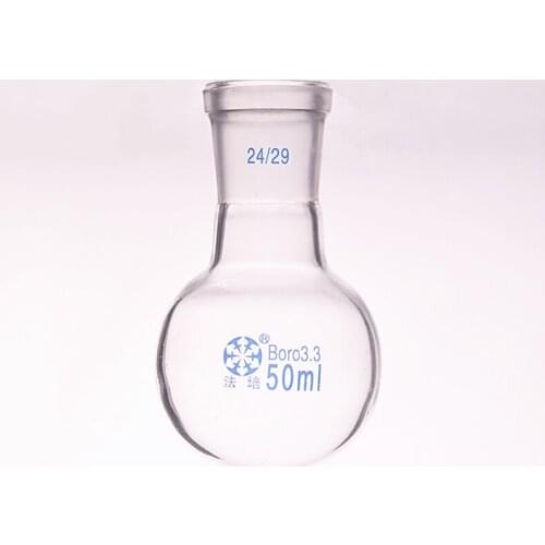 Single standard mouth round-bottomed flask,Capacity 50ml and joint 24/29,Single neck round flask