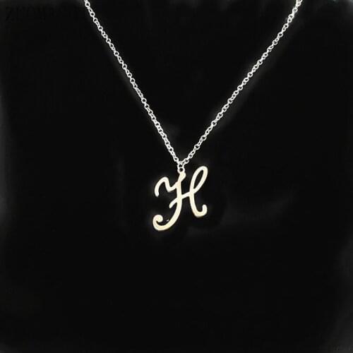 New Tiny Old English Initial Necklace A-Z Letter Pendants All 26 English Cursive Monogram Custom Name Letters Necklaces