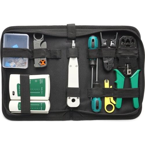 14Pcs Portable Ethernet Network Repair Tool LAN Tester RJ45 Crimper Crimping Plier Network Cable Wire Stripper Screwdriver Kit