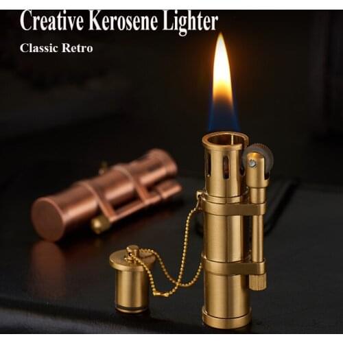 Retro Kerosene Torch Lighter Outdoor Camping Oil Gasoline Lighter Dropship Suppliers Windproof Metal Lighter For Kitchen