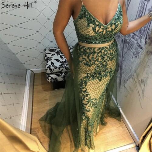 Mermaid Luxury Sexy Prom Dresses 2020 Sleeveless Sequins Beading Formal Dress Serene Hill DLA70370