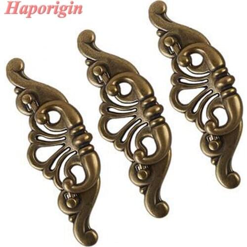 2x Kitchen Cabinet Drawer Handles Carved Cupboard Closet Drawers Pulls Bronze Vintage Wardrobe Door Dresser Handle