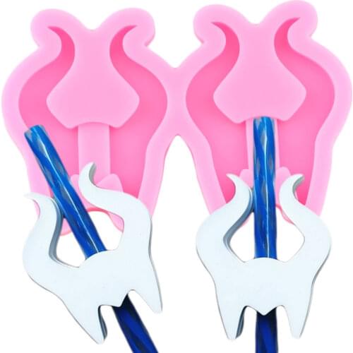 Disney Villain Horns Straw Topper Silicone Mold Fondant Cake Decorating Tools DIY Cupcake Topper Candy Chocolate Gumpaste Moulds