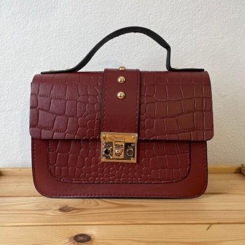 Tonar Lordi Burgundy Kroko Leather Locked Messenger Bag New Season Casual Office Party Use Stylish Style