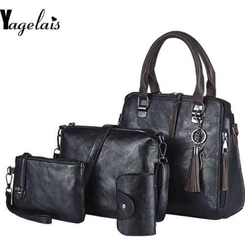 2020 High Capacity Women Casual PU Leather Mother-in-law Bag 3 Piece Sets Large Capacity Messager Bag Fashion Simple Handbag
